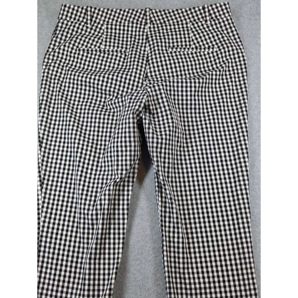 Ann Taylor Black White Gingham Ankle Pants Size 4 Stretch Cotton Slim Trousers - Picture 6 of 7